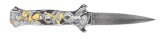 JOE KIOUS AND RON SKAGGS DECORATED DEAD BUG AUTO KNIFE.