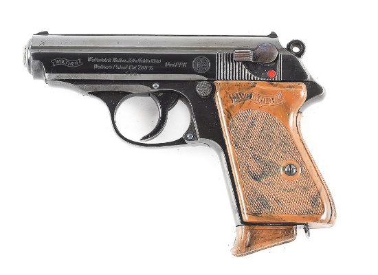 (C) FINE RZM WALTHER PPK SEMI AUTOMATIC PISTOL WITH HOLSTER