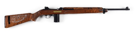 (C) OUTSTANDING CARVED WWII PRESENTATION INLAND M1 CARBINE OF R. M. LONGNECKER.