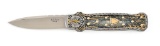 W.D. PEASE CUSTOM LOCKBACK DAGGER ENGRAVED BY LISA TOMLIN.