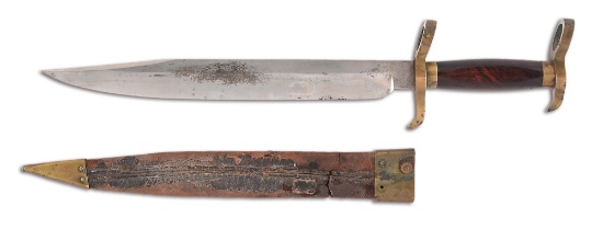 CIVIL WAR CONFEDERATE PIKE HEAD BOWIE KNIFE WITH SCABBARD.