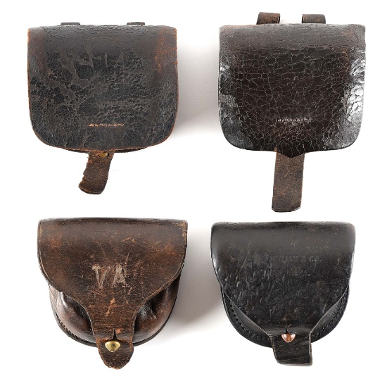 LOT OF 4: CIVIL WAR CAP POUCHES WITH SOUTHERN TIES.