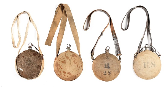 LOT OF 4: US CIVIL WAR AND INDAIN WARS CANTEENS.