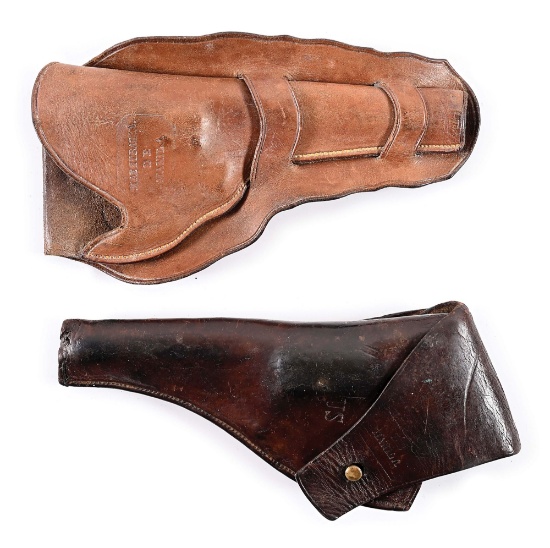 LOT OF 2: M1892 TYPE 1 MAESTRANZA DE MANILA HOLSTER AND MANILA STAMPED MEXICAN LOOP HOLSTER.