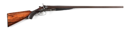 (A) W & C SCOTT & SON THE PREMIER QUALITY 12 GAUGE SIDE BY SIDE HAMMER SHOTGUN.