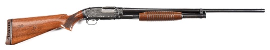 (C) ENGRAVED WINCHESTER MODEL 12 SLIDE ACTION SHOTGUN.