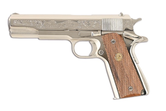 (C) COMMEMORATIVE COLT 1911 A1 75TH ANNIVERSARY OF THE AGE OF FLIGHT SEMI AUTOMATIC PISTOL.
