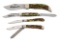 LOT OF 4: LARGE PATTERN CONTEMPORARY CHRISTMAS TREE HANDLED CASE KNIVES.