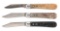 LOT OF 3: PRESTO AUTOMATIC KNIVES.