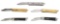 LOT OF 5: EDGEMASTER AUTOMATIC KNIVES IN DISPLAY CASE.