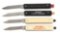 LOT OF 4: SCHRADE ADVERTISING PULLBALL AUTOMATIC KNIVES.