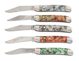 LOT OF 5: IMPERIAL KNIFE COMPANY HAMMER BRAND AUTOMATIC KNIVES.