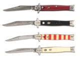 LOT OF 4: VARIOUS BRAND FIXED GUARD BOWTIE AUTOMATIC KNIVES.