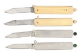 LOT OF 4: J.C.N. CO. AND SCHRADE PULLBALL AUTOMATIC KNIVES.