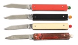 LOT OF 4: SCHRADE PULLBALL AUTOMATIC KNIVES.
