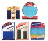 LOT OF 5: VARIOUS BRANDED AUTOMATIC KNIFE STORE DISPLAY CARDS.