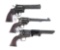 (C) COLT AMERICAN BICENTENNIAL COMMEMORATIVE 3 REVOLVER SET IN DISPLAY CABINET.