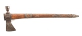 PIPE TOMAHAWK WITH PEWTER DECORATED HAFT.