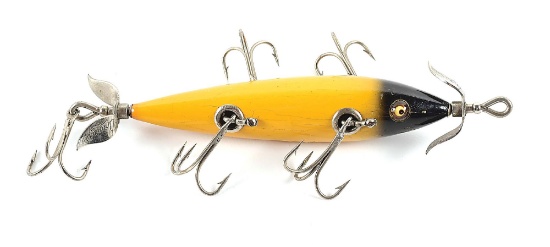 HEDDON 159F DOWAGIAC UNDERWATER MINNOW IN YELLOW WITH BLACK HEAD
