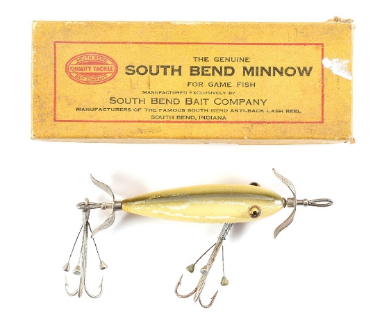 SOUTH BEND 902 WEEDLESS UNDERWATER MINNOW IN WHITE WITH CORRECT INTRO BOX