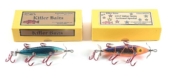 2 RUSTY JESSEE FIVE HOOK UNDERWATER MINNOWS NEW IN BOXES