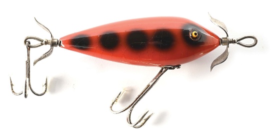 HEDDON 309V DOWAGIAC SURFACE MINNOW IN ORANGE WITH BLACK SPOT