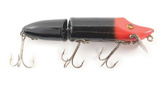 HEDDON 7309GRH JOINTED VAMP IN BLACK WITH RED HEAD
