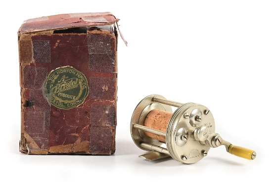 HORTON MFG CO NO 3 BLUE GRASS BAIT CASTING REEL IN BOX