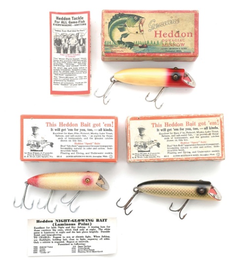 HEDDON C8502, S8509P, AND 8509LUM RET BASSERS IN BOXES