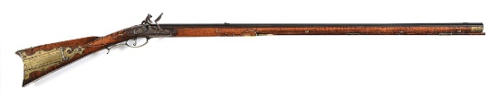 (A) RESTOCKED GEORGE SHROYER FLINTLOCK KENTUCKY RIFLE.
