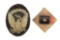 LOT OF 2: US CIVIL WAR OFFICER'S HARDEE HAT EAGLE AND TIFFANY & CO XV CORPS 1ST DIVISION BADGE.