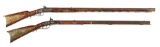 (A) LOT OF 2: PERCUSSION KENTUCKY RIFLES, ONE ATTRACTIVE SOUTHERN RIFLE.