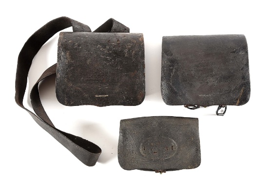 LOT OF 3: US CIVIL WAR M1855 CARTRIDGE POUCHES.