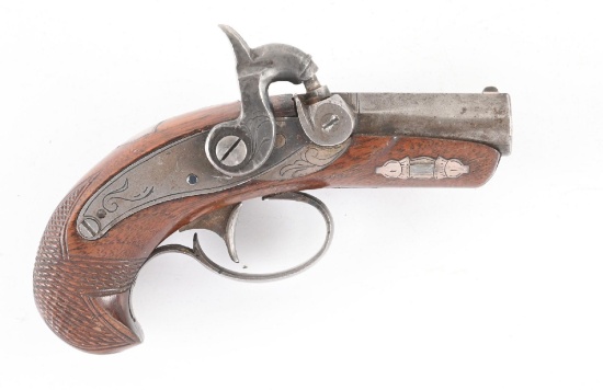 (A) UNMARKED SINGLE SHOT PERCUSSION POCKET DERRINGER PISTOL.