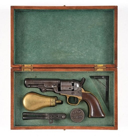 (A) CASED COLT MODEL 1849 POCKET PERCUSSION REVOLVER (1866).
