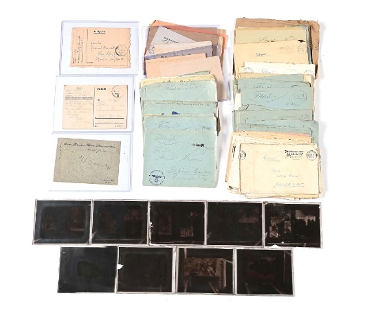 LOT OF GERMAN WWII DOCUMENTS POST CARDS AND ENVELOPES.