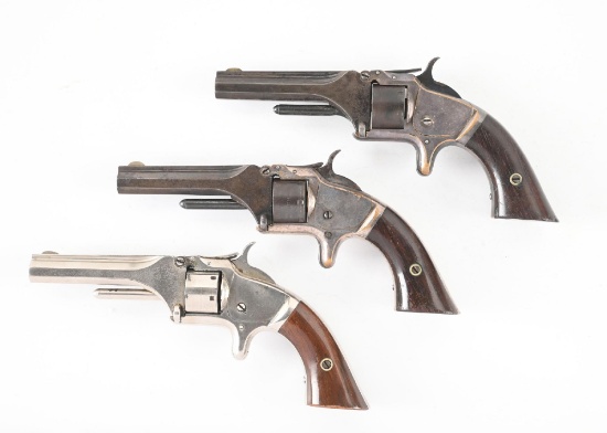 (A) LOT OF 3 SMITH & WESSON MODEL 1 2ND ISSUE TIP UP SINGLE ACTION REVOLVER.