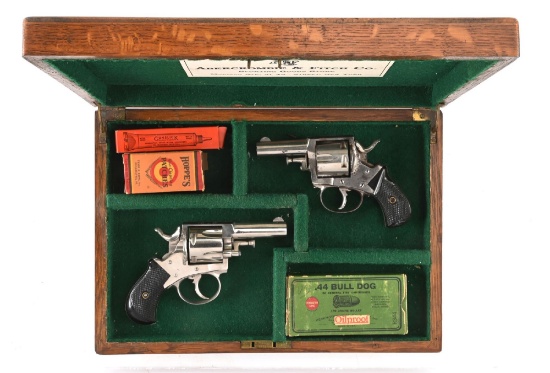 (A) CASED PAIR OF FOREHAND & WADSWORTH BRITISH BULL-DOG REVOLVERS WITH AMMUNITION.