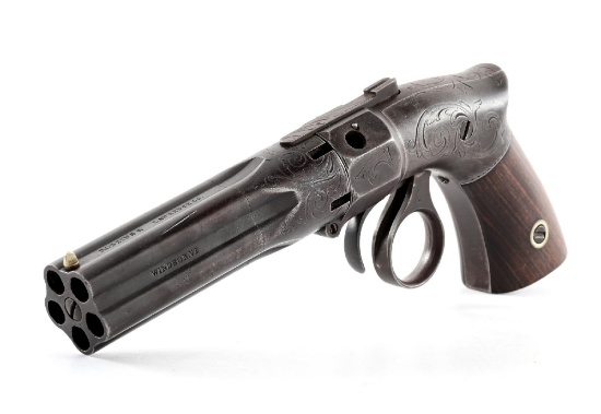 (A) ENGRAVED ROBINS & LAWRENCE CO. LEONARD PATENT PEPPERBOX PISTOL.