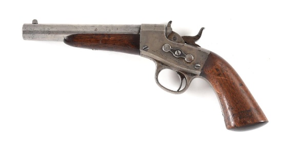 (A) US NAVY REMINGTON MODEL 1867 ROLLING BLOCK SINGLE SHOT PISTOL.