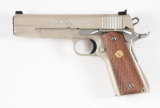 (M) ELECTROLESS NICKEL COLT 1911A1 GOVERNMENT MODEL .45 ACP SEMI-AUTOMATIC PISTOL.