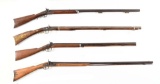 (A) LOT OF FOUR: PERCUSSION RIFLES AND FOWLER
