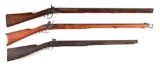 (A) LOT OF 3: MUZZLE LOADING RIFLES INCLUDING LEHMAN LANCASTER TRADE RIFLE.