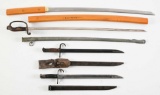 LOT OF 4: JAPANESE WWII SWORDS AND BAYONETS.
