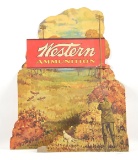 LARGE 3-D DIE CUT LITHO CARDBOARD WESTERN AMMUNITION STORE DISPLAY BOARD.