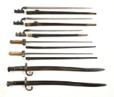 LOT OF 7: BRITISH, FRENCH, AND TURKISH BAYONETS.