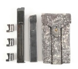 LOT OF GERMAN SUBMACHINE GUN MAGAZINESS AND K98 MUZZLE COVERS.