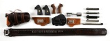LOT OF COLT SINGLE ACTION ARMY BARRELS, HOLSTERS AND MISC. PARTS
