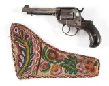 (A) COLT LIGHTNING MODEL 1877 DOUBLE ACTION REVOLVER WITH PERIOD BEADED HOLSTER (1897).