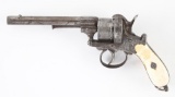(A) ENGRAVED LEFAUCHEUX TYPE PINFIRE REVOLVER WITH IVORIES